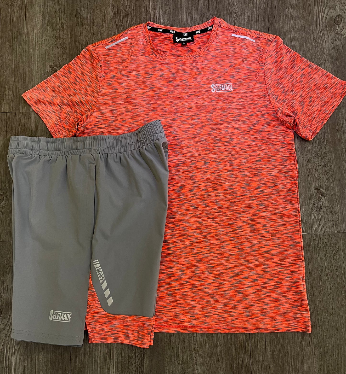 Salmon/Grey Glitch Shorts