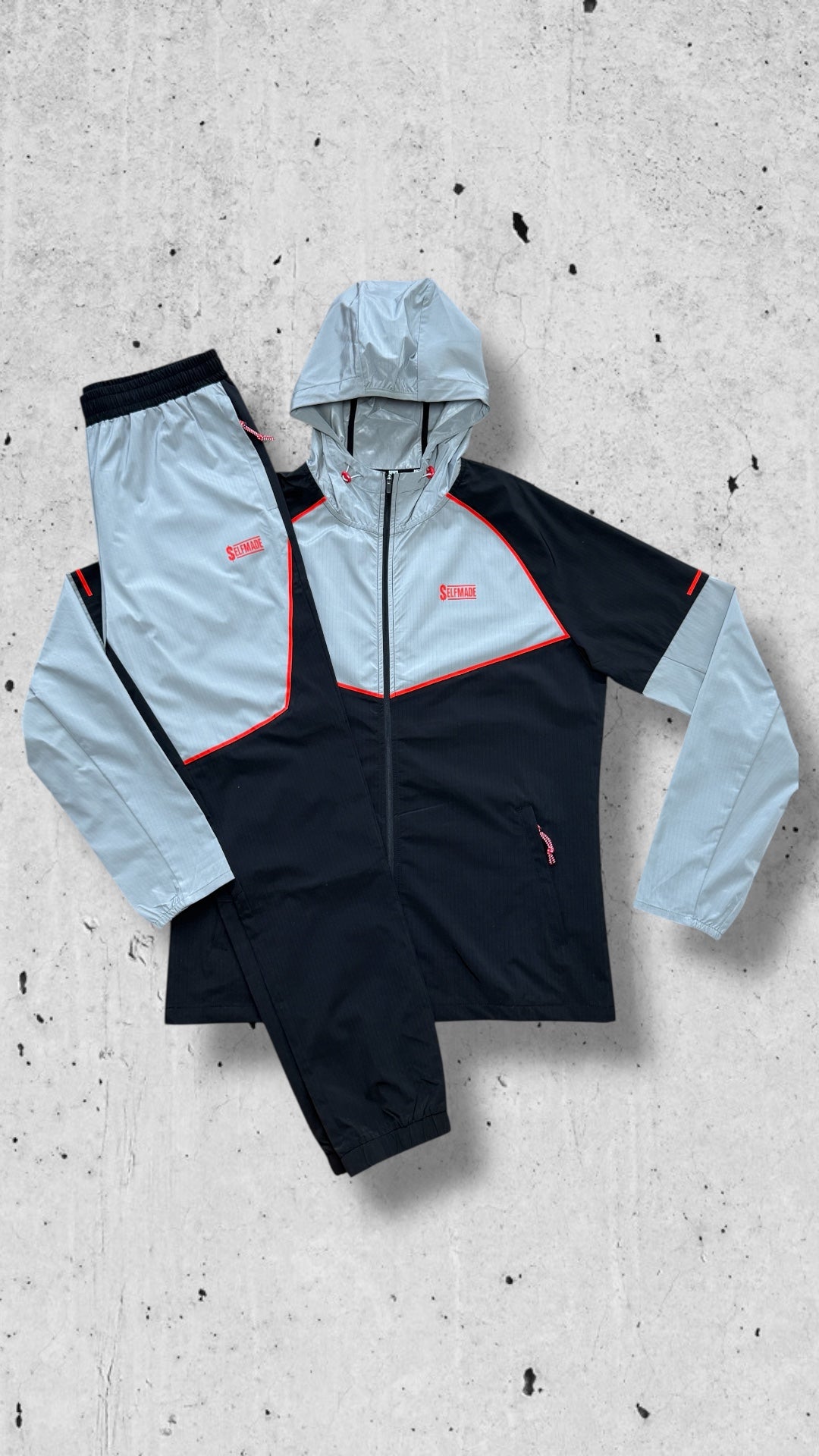 TREK 2.0 WOVEN BLACK/GREY/RED WINDBREAKER PANTS