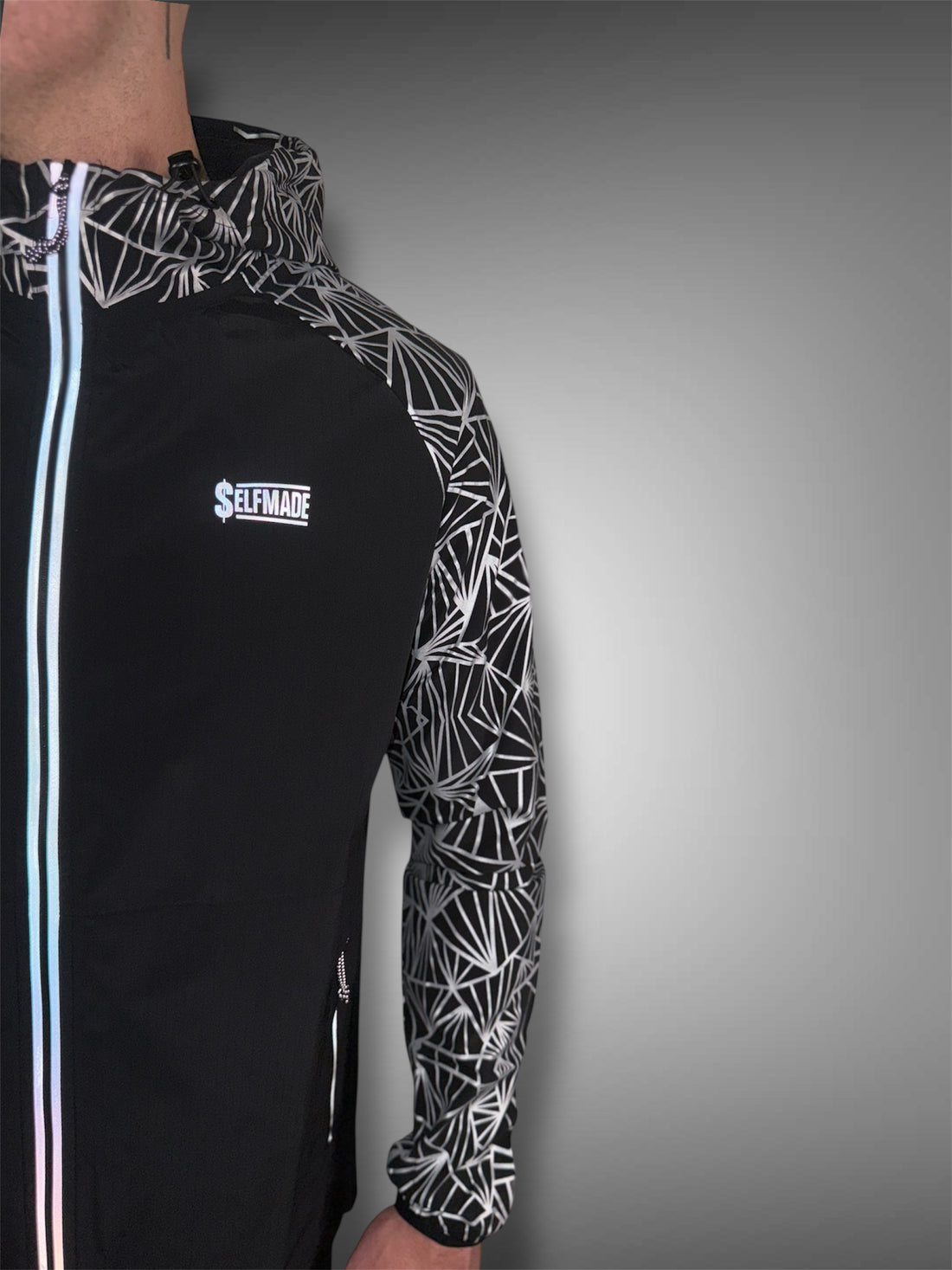 REFLECT WOVEN BLACK WINDBREAKER JACKET