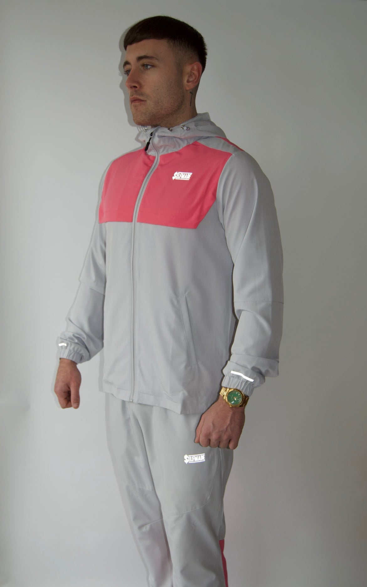 Reflective track pants grey/pink